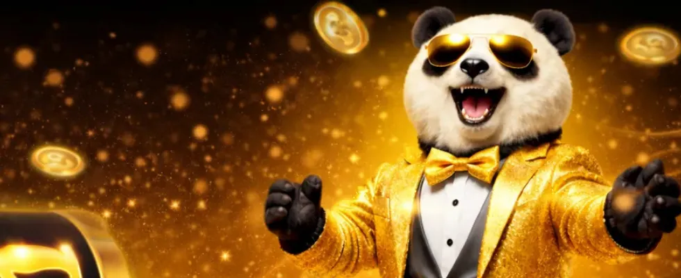 Bannière de bienvenue Golden Panda Casino avec bonus de 200% et tours gratuits